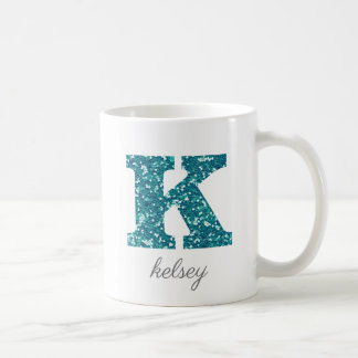 Monogramme K Blue Glittery Mug