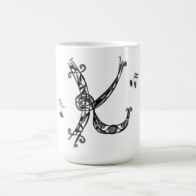 Monogramme K Mug avec notes de musique II (Centre)