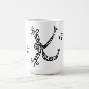 Monogramme K Mug avec notes de musique II