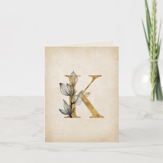 Monogramme K Or et Noir Avec Feuilles (Devant)