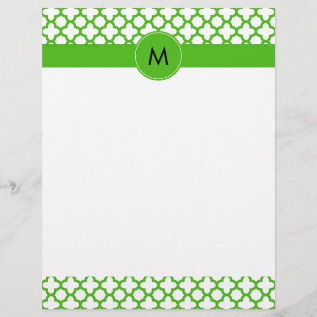 Monogramme Kelly Green Quatrefoil Motif (Devant)