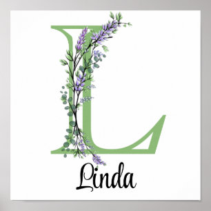 Monogramme L Lavender Eucalyptus poster