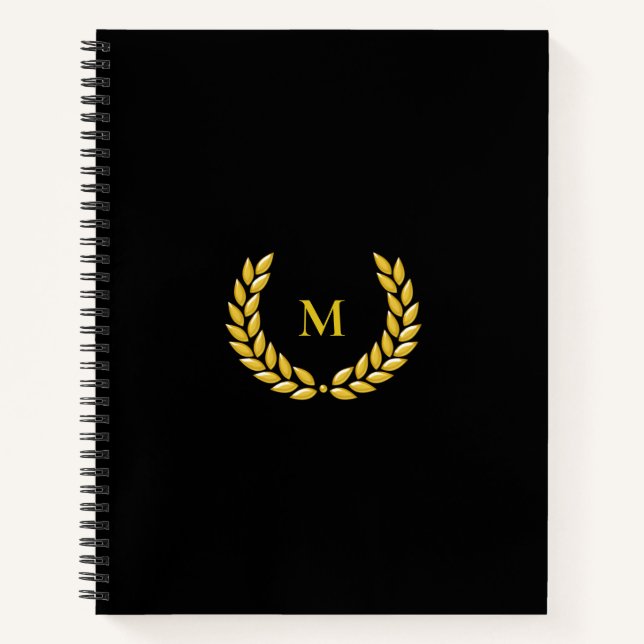 Monogramme & laurier sur cahier noir (Devant)