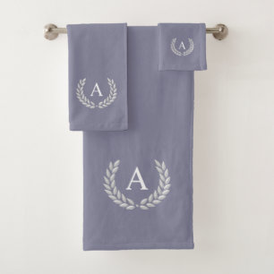 Monogramme & laurier sur gris argent romain