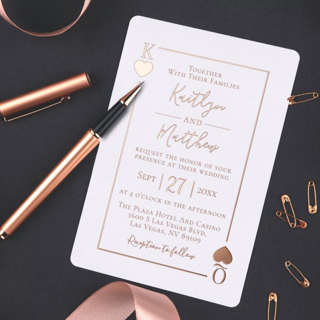 Monogramme Lecture Carte Mariage Real Rose Gold Fo (Créateur téléchargé)
