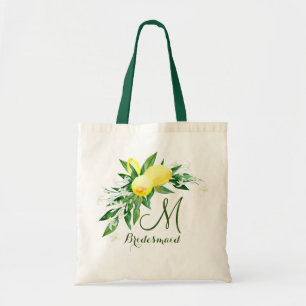 Monogramme Lemons Blossom Bridesmaid Sac fourre-to