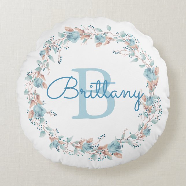 Monogramme - lettre B, Coussin rond personnalisé (Devant)