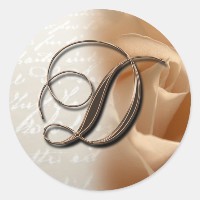 Monogramme Lettre D Sticker Mariage Enveloppe (Devant)