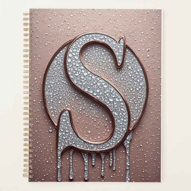Monogramme Lettre S en Or Rose avec Gouttelettes d (Devant)
