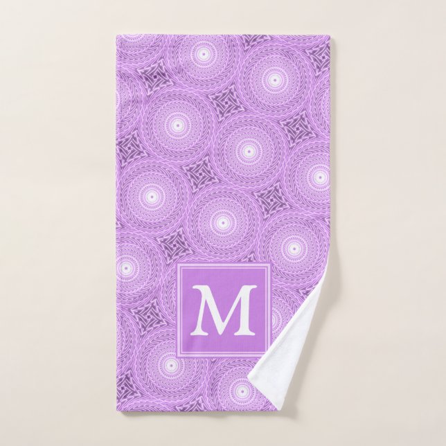 Monogramme lilas cercles pourpres motif (Serviette à main)