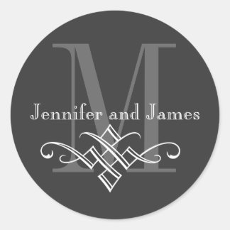 Monogramme Logo Noms Stickers Mariage Charbon