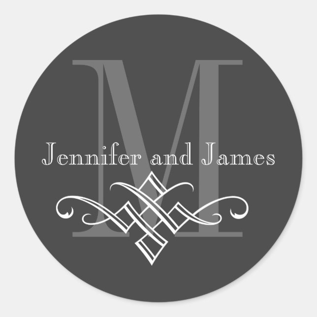 Monogramme Logo Noms Stickers Mariage Charbon (Devant)