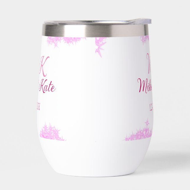 Monogramme lueur scintillement rose ajouter nom de (Gauche)
