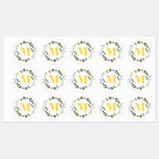 Monogramme M en or/citron avec stickers à anneaux