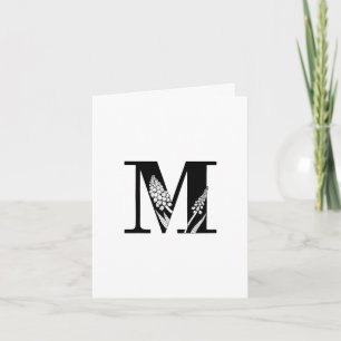 Monogramme M floral sur carte à billets blancs