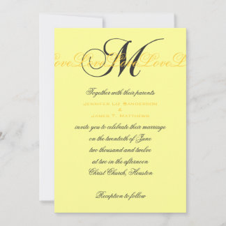 Monogramme M Love Wedding Invitations Jaune