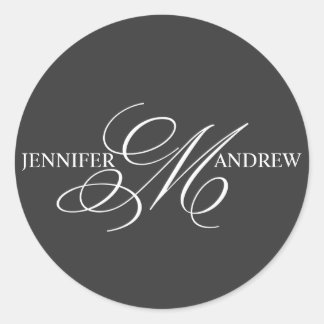 Monogramme M Noms Stickers Mariage Charbon