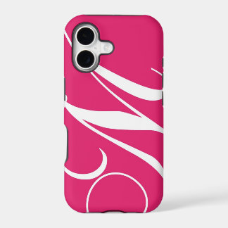 Monogramme M rose Chaud, Script Blanc