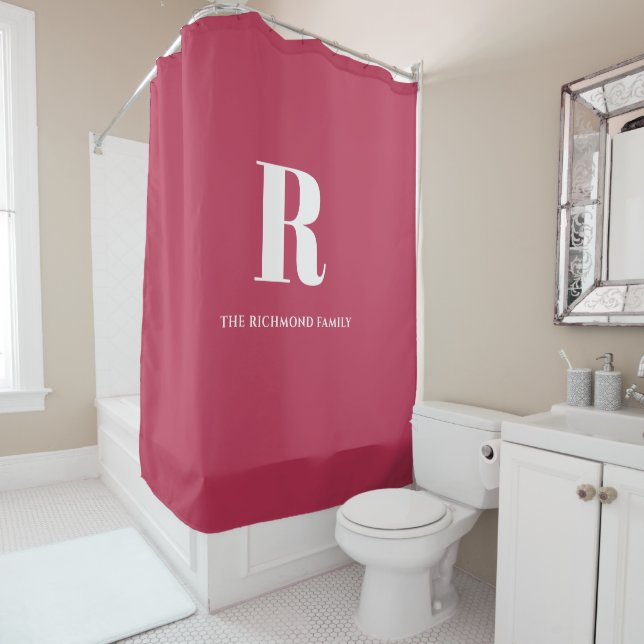 Monogramme Magenta Douche rideau (En situation)