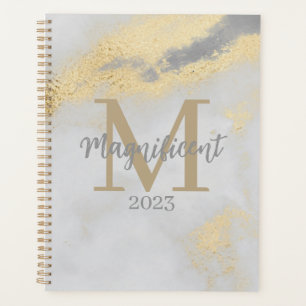 Monogramme Marbre initial or et gris