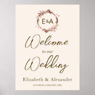 Monogramme Mariage Affiche de bienvenue