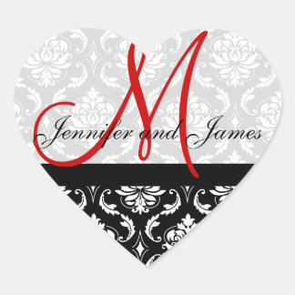Monogramme Mariage damassé Favoriser Stickers Roug