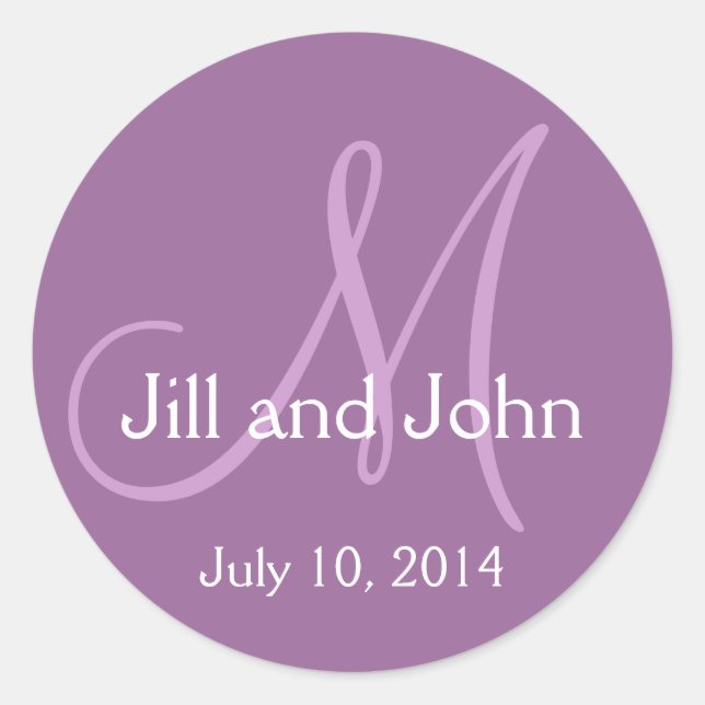 Monogramme Mariage Enregistrer Date Stickers viole (Devant)