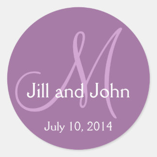 Monogramme Mariage Enregistrer Date Stickers viole