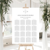 Monogramme Mariage feuille d'olive 16 Tableau de s