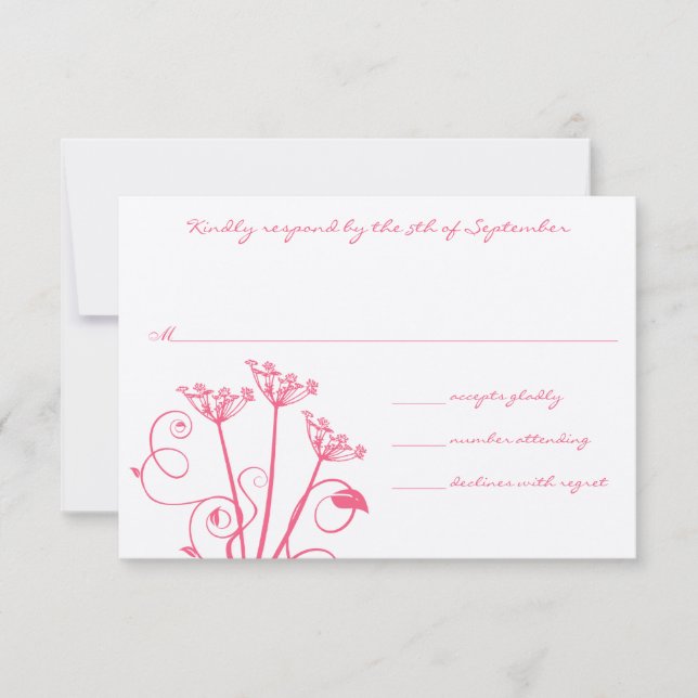 Monogramme Mariage Fleur Rose RSVP (Devant)