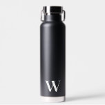 Monogramme Mariage minimal bouteille d'eau noire c<br><div class="desc">Personnalisez cet élégant cadeau de bouteille d'eau élégant avec votre original monogramme personnalisé.</div>
