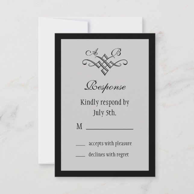 Monogramme mariage RSVP en gris (Devant)