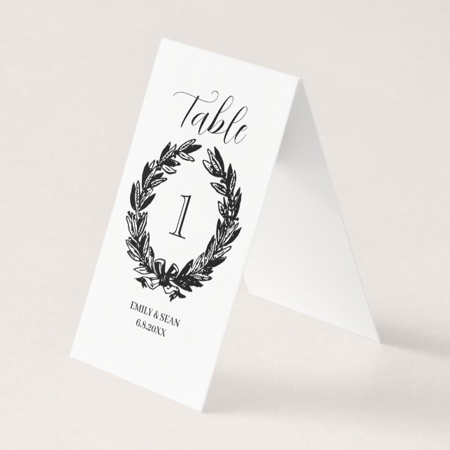 Monogramme Mariage Wreath Numéro de tableau (Front)