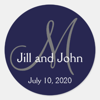 Monogramme Mariée Groom Date Mariage Favor Sticker
