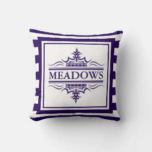 Monogramme Marine Bleu Élégant Oreiller Nautique