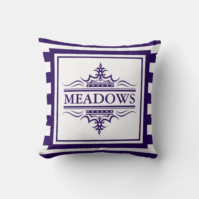 Monogramme Marine Bleu Élégant Oreiller Nautique (Recto)