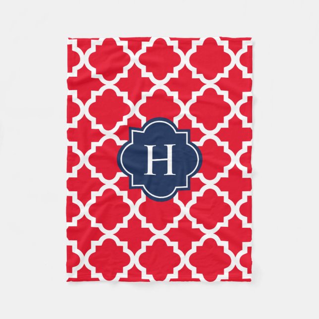 Monogramme marine et rouge | Couverture polaire (Devant)