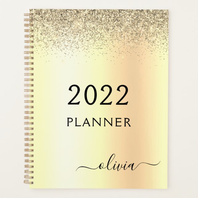 Monogramme métallisé paillettes dorées 2022 Nom Gl (Devant)