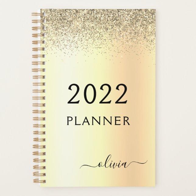 Monogramme métallisé paillettes dorées 2022 Nom Gl (Devant)