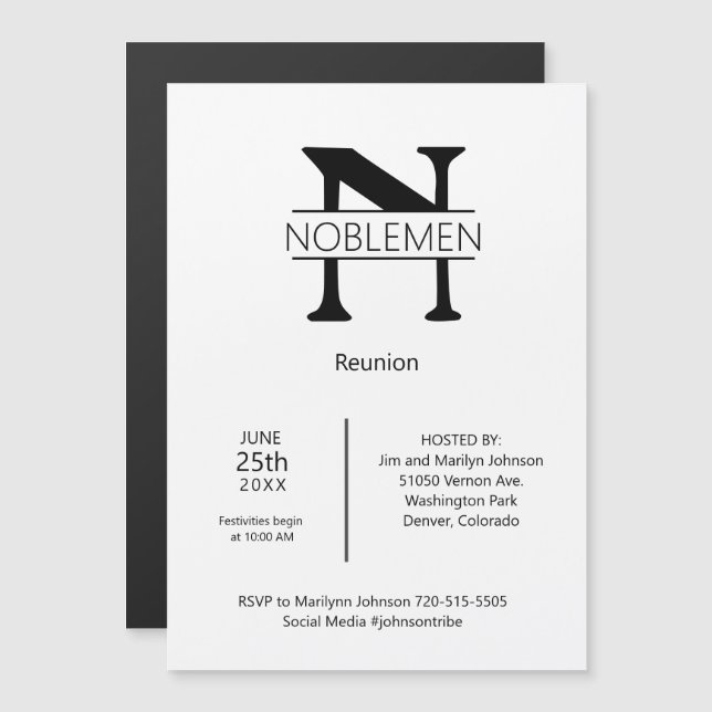 Monogramme minimal de réunion magnétique familiale (Devant / Derrière)