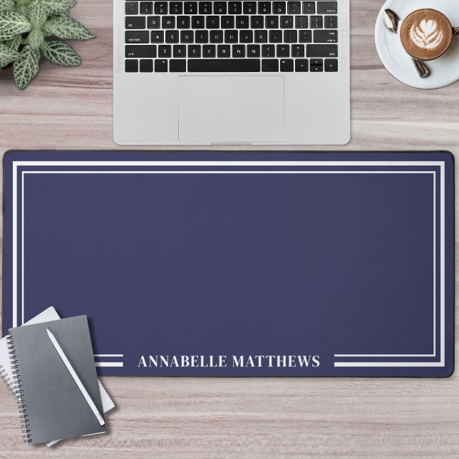 Monogramme Minimaliste Bleu Marine (Navy Blue Minimalist Monogram Desk Mat )