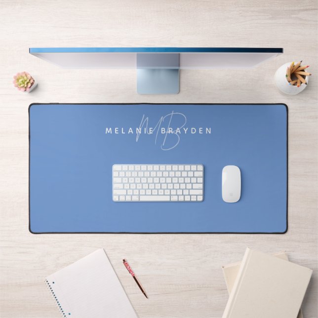 Monogramme minimaliste bleu poussiéreux (Bureau 1)