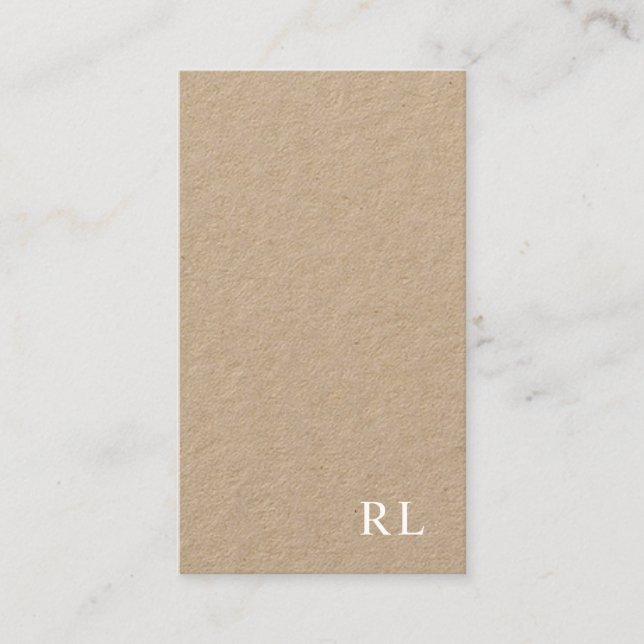 Monogramme minimaliste Carte de visite Kraft (Devant)