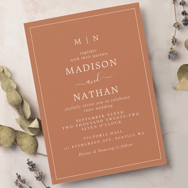 Monogramme minimaliste Faire-part de mariage en te (Créateur téléchargé)