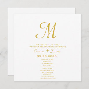Monogramme minimaliste Faire-part de mariage or bl