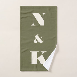 Monogramme minimaliste moderne en couple vert oliv
