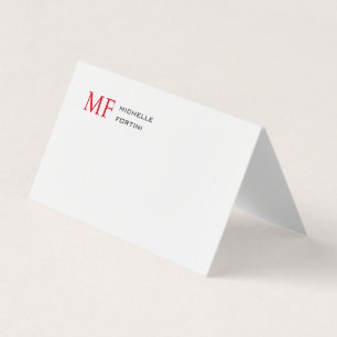 Monogramme minimaliste moderne Initiale Rouge Blan