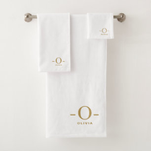 Monogramme minimaliste moderne or blanc