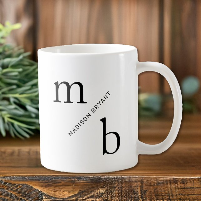 Monogramme minimaliste Mug simple (Introducing the Monogram Coffee Mug - a personalized daily companion that transforms your morning)