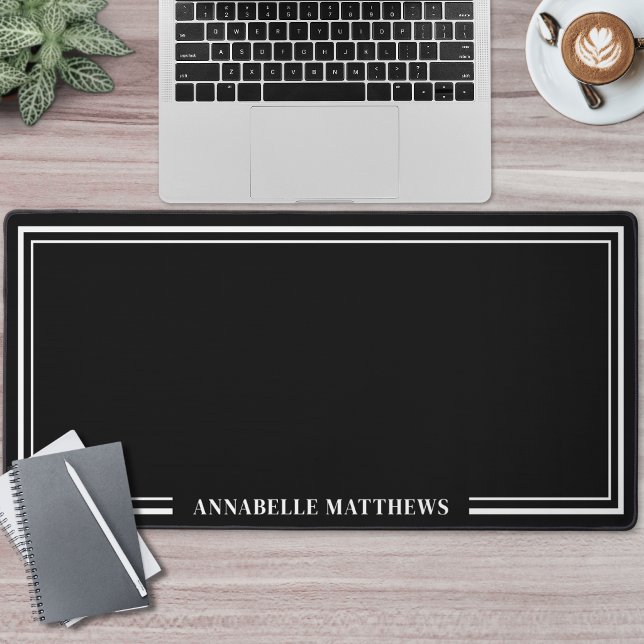 Monogramme Minimaliste Noir (Black Minimalist Monogram Desk Mat )